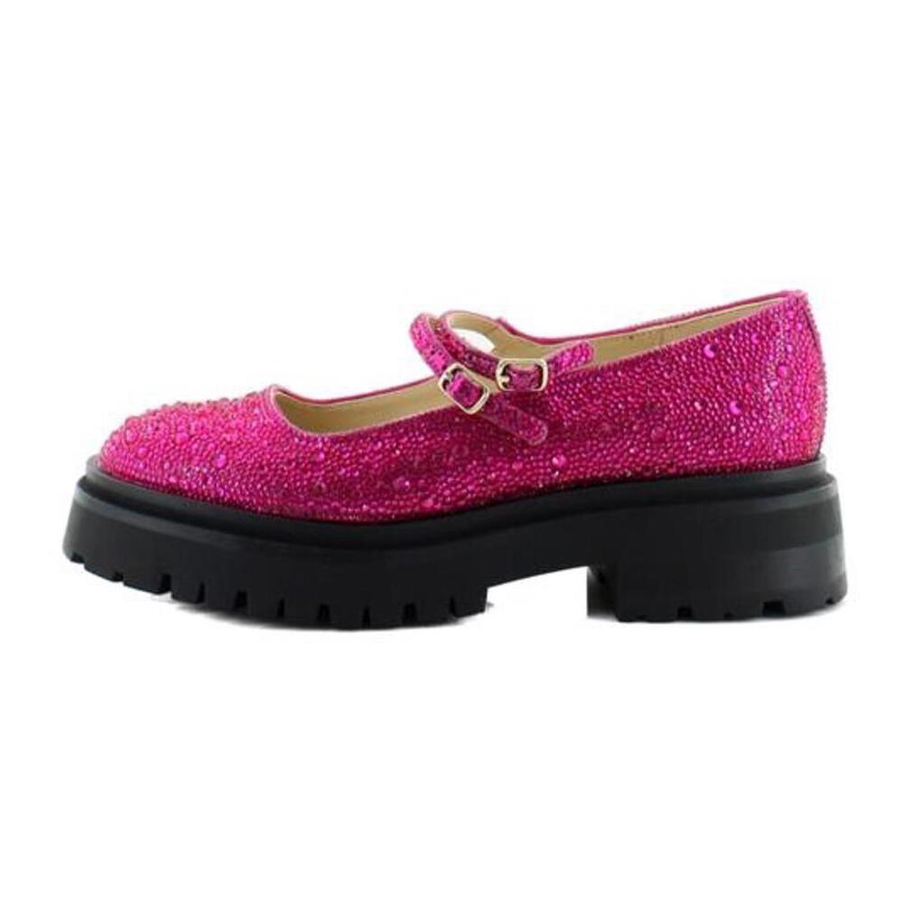 Betsey Johnson Hot Pink Beaded Mary Jane Clog Mules - Picture 4 of 8